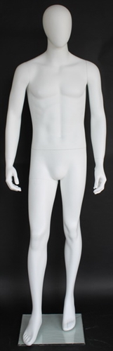 6' 2" Matte White Egghead Male Mannequin - Leg Out