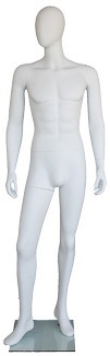 Matte White Male Egghead Mannequin - Right Leg Bent
