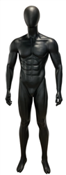 6'2" Matte Black Athletic Egghead Male Mannequin