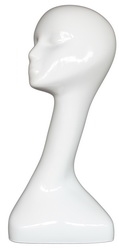 Glossy White Mannequin Female Head 18"