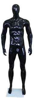 6'2" Muscular Matte Glossy Black Male Egghead Mannequin