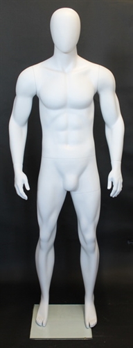 6'2" Muscular Matte White Male Egghead Mannequin