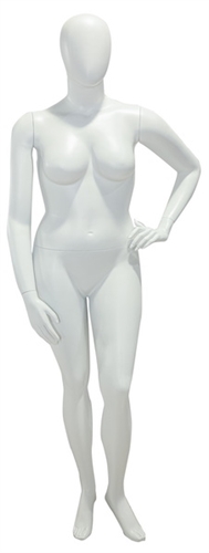 Matte White Plus Sized White Female Mannequin with Left Hand on Hip  from www.zingdisplay.com