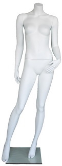 Matte White 5' 4" Headless Female Mannequin - Right Leg Out