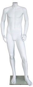 5' 3" Male Matte White Headless Mannequin