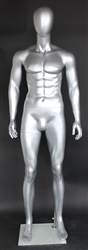 Lean Muscular Metallic Silver Male Egghead Mannequin