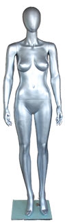 Metallic Silver Female Egghead Mannequin