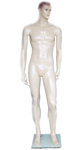 6' Realistic Fleshtone Male Fiberglass Mannequin with Moulded Features - From ZingDisplay.com