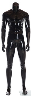 Glossy Black Male Headless Mannequin Athletic