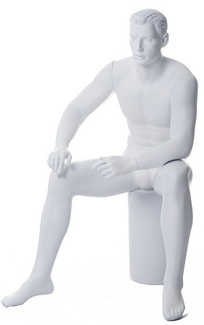 Abstract Matte White Seated Male Mannequin