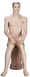 Seated Flesh Tone Realistic Male Mannequin