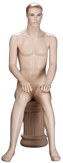 Seated Flesh Tone Realistic Male Mannequin