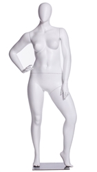 Matte White Female Egghead Mannequin Plus Size Hand on Hip