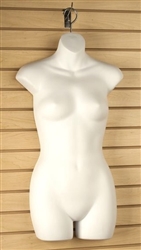 Matte White Thick Injection Plastic Female 3/4 Torso Form