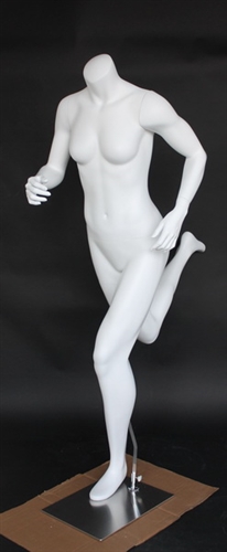 Matte White Female Headless Mannequin Running