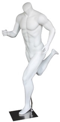 Matte White Male Headless Mannequin Running