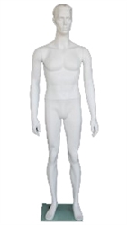 Matte White 5'8" Male Mannequin with Realistic Facial Features Available From Zing Display