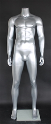 Silver Male Headless Mannequin Athletic