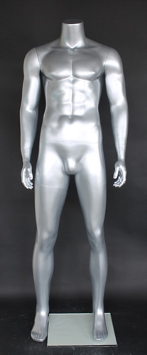 Silver Male Headless Mannequin Athletic