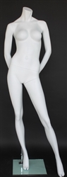 Matte White Female Headless Mannequin Hands Behind Back
