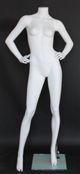 Matte White Female Headless Mannequin Hands on Hips