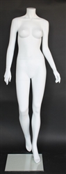 Matte White Female Headless Mannequin Walking