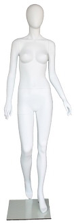 Matte White Female Egghead Mannequin Right Leg Back