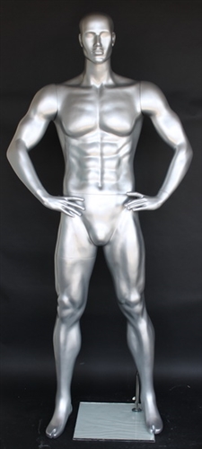 Football Male Mannequin Hands on Hip - Gloss Silver