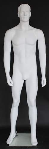 6'2" White Realistic Fiberglass Male Mannequin