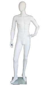 6'2" Matte White Abstract Male Mannequin - Hand on Hip