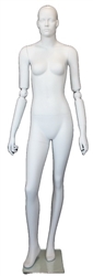 Abstract Facial Features Female Mannequin with Movable Elbow.