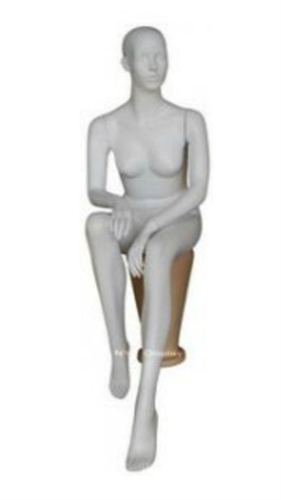 Matte White Female Realistic Head Mannequin Sitting Hands Crossed