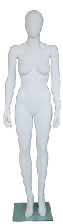 Matte White Contemporary Egg Face Female Mannequin - Right Leg Bent