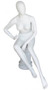 Sitting White Fiberglass Female Egghead Mannequin From Zingdisplay.com