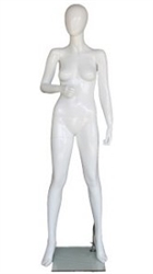 5'11" Gloss White Fiberglass Female Egghead Mannequin