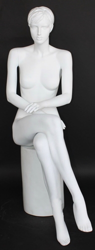 Realistic Female Mannequin with Molded Hair - Seated Pose