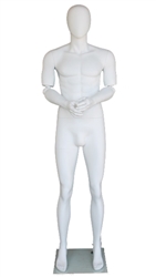 6 FT Abstract Matte White Fiberglass Mannequin with Adjustable Arms