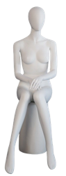 Matte White Female Headless Mannequin Sitting Right Knee Raised