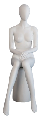 Matte White Female Headless Mannequin Sitting Right Knee Raised