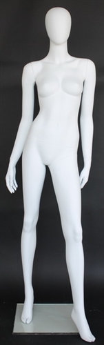 Matte White Female Egghead Mannequin Arms at Side