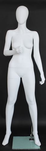 Matte White Female Egghead Mannequin Right Arm Bent