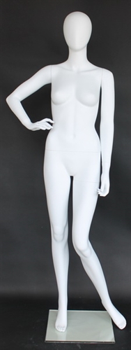 Matte White Egghead Female Mannequin Hand on Hip