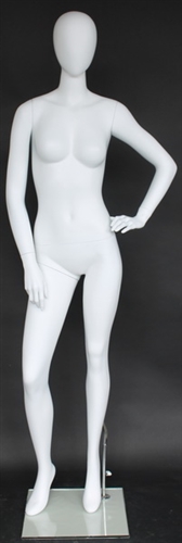 Matte White Female Egghead Mannequin Hand on Hip