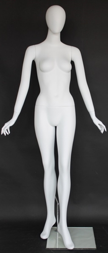 Matte White Female Egghead Mannequin Hands by Side