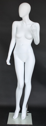 Matte White Female Egghead Mannequin Hand Up