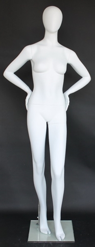 Matte White Female Egghead Mannequin Both Hands on Hips