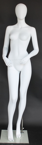 Matte White Female Egghead Mannequin Bent Arms