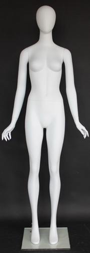 Matte White Female Egghead Mannequin Hands by Side