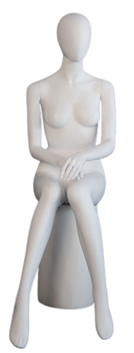 Matte White Female Egghead Mannequin Sitting