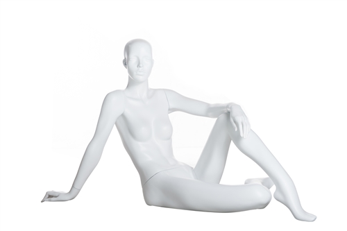 Matte White Female Abstract Mannequin Sitting on the Ground